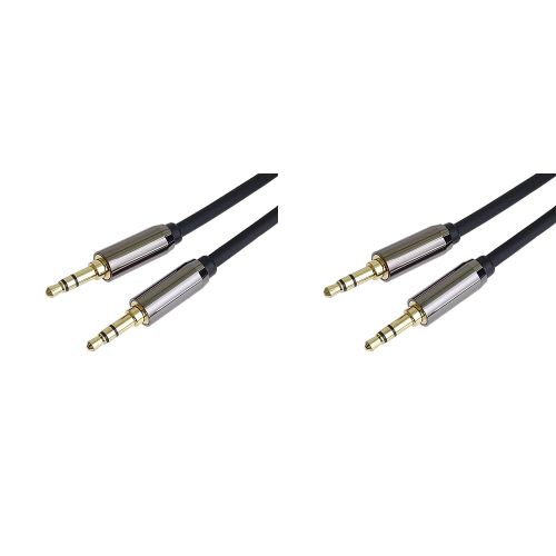 Câble StereoJack 3,5 mm, Fiche StereoJack 3,5 mm Mâle vers Mâle, Câble de Connexion Audio AUX Headset, Blindé, Connecteur Métallique, M/M, Longueur 3 m (Lot de 2)