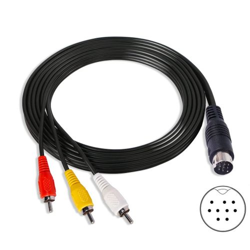 Câble AV RCA de 1,8 m pour Sega Genesis 2 et 3, haut-parleur audio et vidéo