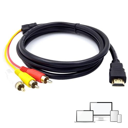 HDMI Mâle vers 3-RCA, Câble Adaptateur HDMI vers RCA 1.5M, Le Câble Uniquement Destiné au Lecteur vers le Téléviseur,pas pour l'ordinateur,le DVD,la PS3 et d'autres Appareils avec Interface HDIM