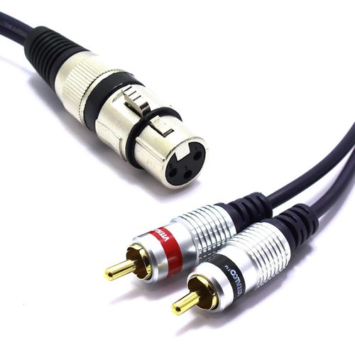 Câble XLR Femelle vers 2X RCA 1,5m Adaptateur Prise 3 Broches Connecteur XLR vers 2 RCA mâle Audio Câble de Connexion Microphone