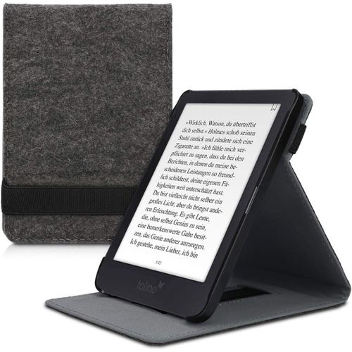 Étui Pour L Use Électronique Compatible Avec Tolino Shine 3 - Housse À Rabat Pour L Use En Feutre - Feutre Gris Foncé[Book5171101]
