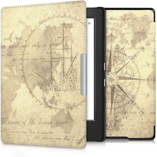 Étui Compatible Avec Kobo Aura H2o Edition 1 Coque - Étui À Rabat Magnétique Tablette Ereader Similicuir - Marron-Marron Clair[Book5171005]