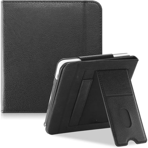 MONDODIGITALE-Étui Pour Kobo Libra Colour 7"" 2024 / Kobo Libra 2 2021, Coque Liseuse Housse De Protection Avec Béquille Fente Pour Carte Et Dragonne Réveil/Veille Automatique,Noir