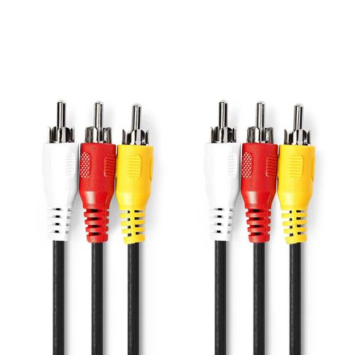 Câble 3 RCA Mâle 1.5m - Vidéo Composite + Audio Stéréo - Compatible Télévision, Home Cinéma
