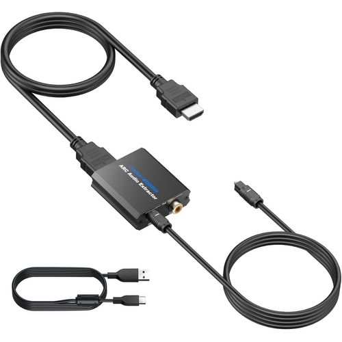 Extracteur Hdmi Arc Audio Extractor Dac 192Khz Convertisseur Optique/Coaxial Adaptateur Hdmi Vers Spdif Toslink Avec Câble Compatible Tv Hd,Soundbar,Ampli,Home Cinéma Métal Durable[Video2518]