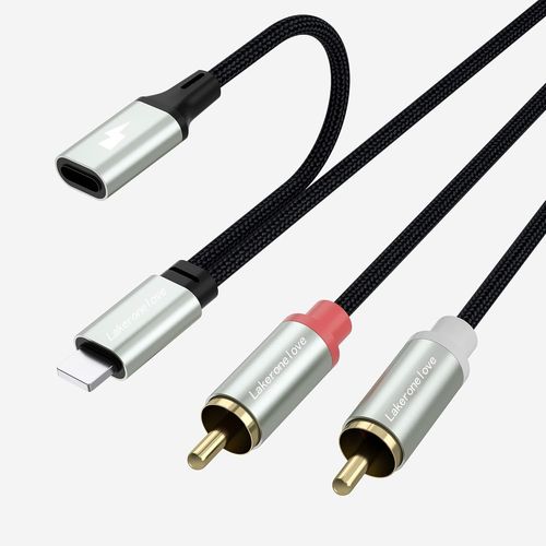 Câble Lightning Rca 2Rca Audio Câble Rca Câble Avec Charge Compatible Avec Tablettes, Home Cinéma, Smartphones, Chaîne Stéréo, Haut-Parleurs, Tv, Etc.[Video3968]
