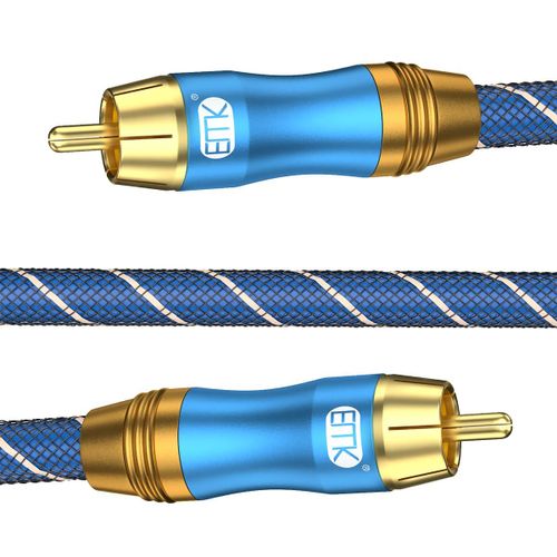 Câble Subwoofer Câble Rca Coaxial Numérique Plaqué Or Nylon Tressé Mâle À Cinch Rca/Phono Câble Audio Haut-Parleur, Récepteur Av, Home Cinema, Amplificateur, Smart Tv, Bleu (3 M)[Video3309]