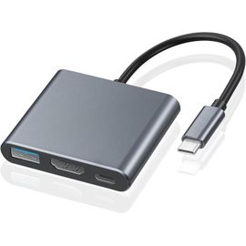 Adaptateur Usb C Vers Hdmi, Adaptateur Usb C Vers Hdmi 3 En 1 Multi-Ports, Prend En Charge Les Résolutions Vidéo Jusqu'À 4K Uhd, Convient Pour Souris Clavier Tv Clé Usb Ordinateur[Video1303]