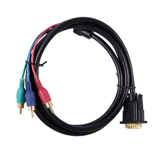 1.5M 4.9Ft VGA 15 Broches Mâle vers 3 RCA RGB Mâle Adaptateur De Câble Vidéo Noir