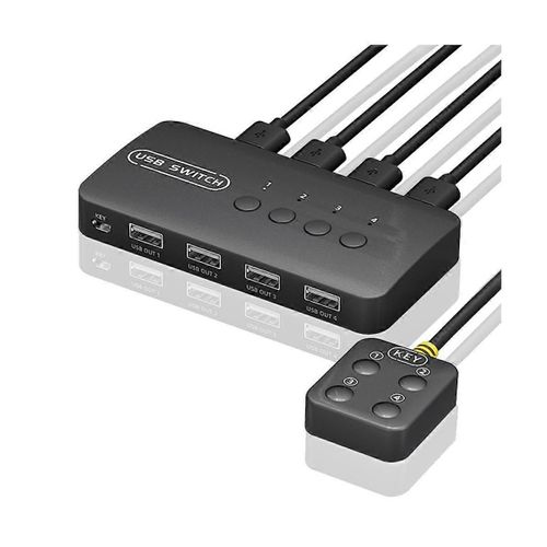Commutateur KVM Adaptateur de contrôleur partagé 4 entrées 4 sorties pour ordinateur portable imprimante clavier souris