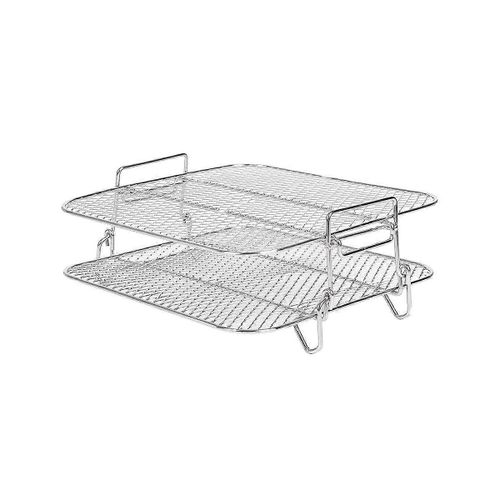 Grille de friteuse à air pour friteuse à air de 5,5 L, grill de friteuse à air à 2 niveaux / étagère / support de déshydrateur carré, friteuse à air A