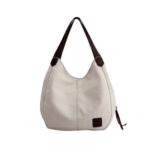 Toile Souple Fermeture à glissière Femmes Sac à main Grande Capacité Épaule Multi Poches