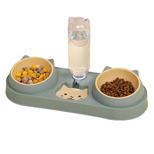 Double Dog Cat Bowls Avec Distributeur D¿Eau Plats De Nourriture Pour Chats Inclinés Pour Animaux De Compagnie D¿Intérieur