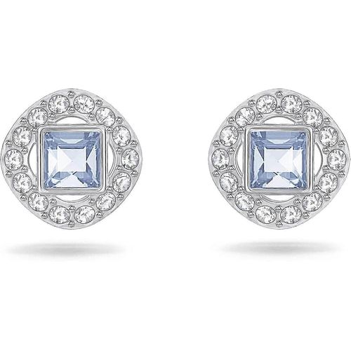 Boucles D¿Oreilles Carrées Angéliques En Cristal Bleu Rhodié - Swhyv