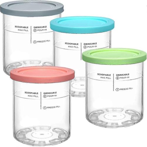 Pour les pintes et couvercles de luxe Ninja Creami, 4 pintes et couvercles de rechange compatibles avec la sorbetière de la série Ninja Nc501 Nc500