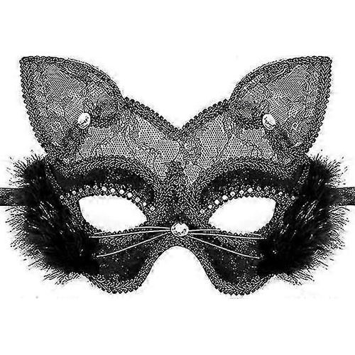 Masque De Mascarade Vénitien De Luxe Masque De Dentelle De Chat Noir Fit Fancy Dress Noël Halloween Costume Party Girl Dames