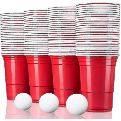 50 gobelets de Beer Pong réutilisables | Gobelets de fête 473ml - 16oz | Beer Pong, gobelets rouges extra forts | Gobelet en plastique rouge --(WR)