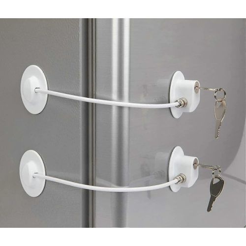 Serrure De Réfrigérateur À 2 Paquets Avec 4 Clés, Serrure De Réfrigérateur De Dortoir Serrure De Porte De Congélateur Et Serrure D¿Armoire De Sécurité Pour Enfant Avec Adhésif Fort