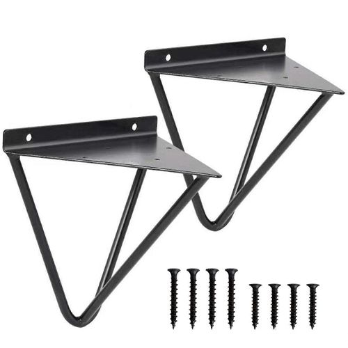 2pcs Iron Art Office Support Moderne Mural Triangle Rack Étagère Support-Qh