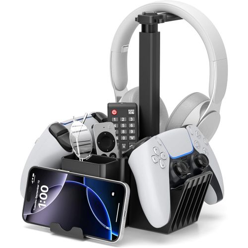 Shiba-Support Manette Double Avec Support Téléphone, Support Casque Gamer Universel Avec Boîte De Rangement, Porte Manette Ps5 Mul[1