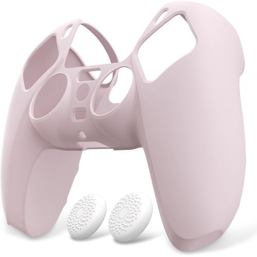 Shiba-Playvital Coque Pour Ps5 Manette Housse Protection Avec Capuchon Pour Ps5 Grips Joystick Cover Skin Silicone,Pure Série-Rose[2