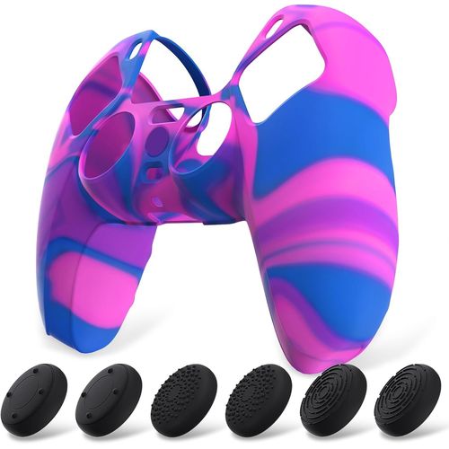 Shiba-Playvital Coque Pour Ps5 Manette Housse Protection Avec Capuchon Pour Ps5 Grips Joystick Cover Skin Silicone,Pure Série-Rose[2