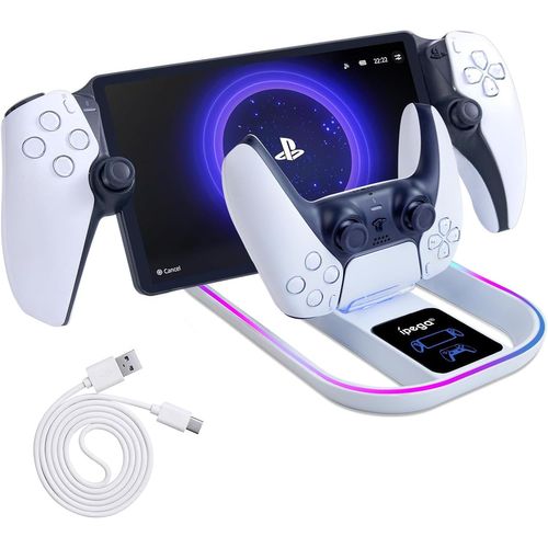 Shiba-Station De Charge Pour Ps Portal Et Manette Ps5, Chargeur Portable Avec Effet Lumineux Rvb 14 Pour Ps Portal Remote Player[469