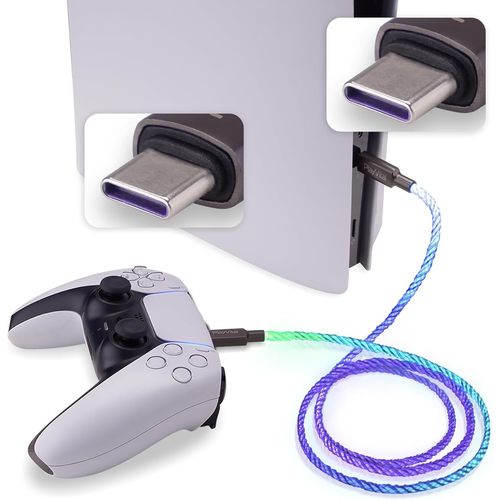 Shiba-Playvital Câble Pour Ps5 Manette,Led Accessoires Chargeur Pour Xbox Core/Elite Series 2/Switch Pro Controller Pour Ps5 Edge-[6