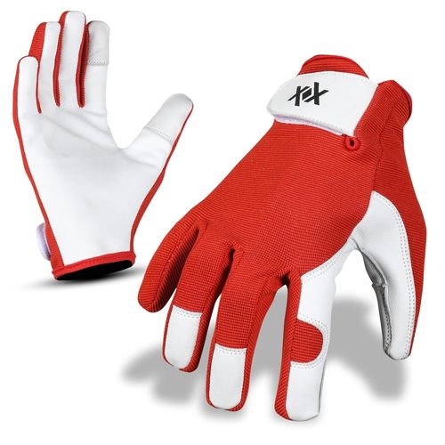 Shiba-Workmaxx Gants De Jardinage En Cuir Pour Femme - Gants De Travail De Sécurité - Qualité Supérieure - Rouge Tomate - Taille X[2