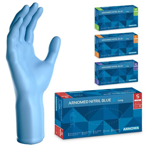 Shiba-Gants Jetables Bleu Extra Longs, Gants Jetables De 30cm De Long En S, Gants En Nitrile Jetables Extra Épais, 100 Pcs/Boîte, [2