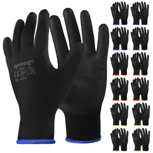 SHIBA-Lot de 12 ou 24 gants de sécurité, gants de travail, avec une prise sûre sur la paume et les doigts, gants antidérapants en [2