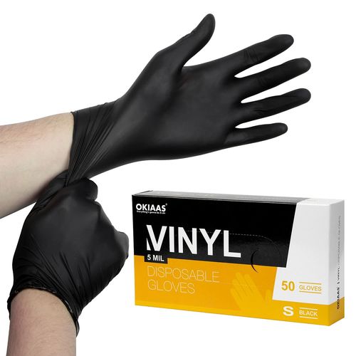 Shiba-Gants Jetables Noir En Vinyle Taille S/M/L/Xl - Lot De 50 - Non Poudrés - Sans Latex - Dans Une Boîte Distributrice[2491]