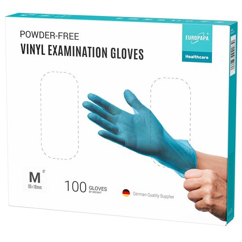 Shiba-- Lot De 100 Gants Jetables En Vinyle Sans Latex Et Non Poudrés - Taille S, M, L Et Xl (Bleu, M)[2066]