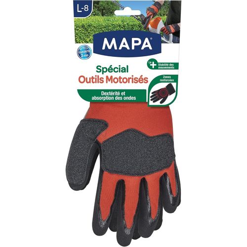 SHIBA-Mapa - Spécial Outils Motorisés - Gants de Jardinage - Stabilité des mouvements - Zones de Renfort spécifiques - 1 paire - T[2