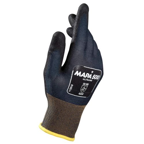 SHIBA-Mapa Professional Ultrane prise en main et Proof Gants de taille 6 ¿ Large, Bleu foncé/noir (lot de 2)[1626]