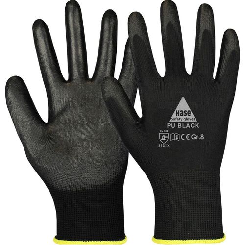 SHIBA-Feinstrick Gants de travail professionnels en tricot fin Gants de sécurité avec revêtement PU souple - Noir - 10 Paires- Tai[2