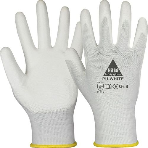SHIBA-Feinstrick Gants de travail professionnels en tricot fin Gants de sécurité avec revêtement PU souple - Blanc-10 Paires -Tail[2