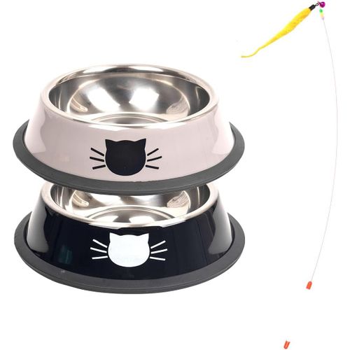 Shiba-2 Pièces Gamelle Chat Inox,Bol Pour Chat,Bol Chat,Gamelle Pour Chat + Jouet Pour Chat[609]