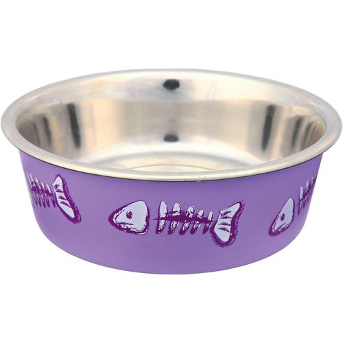 Shiba-Trixie Gamelle Pour Chat En Acier Inoxydable Avec Revêtement En Plastique, 0,3 L Couleurs Aléatoires[391]