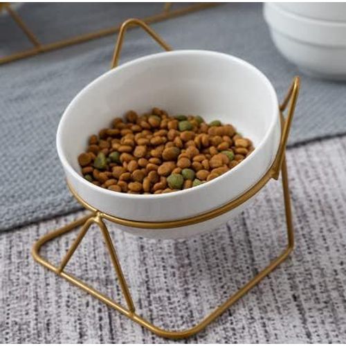 Shiba-Bol Chat En Céramique Surélevé Avec Support En Métal - Gamelle Pour Chat Et Chien - Bol De Nourriture (Unique)[676]