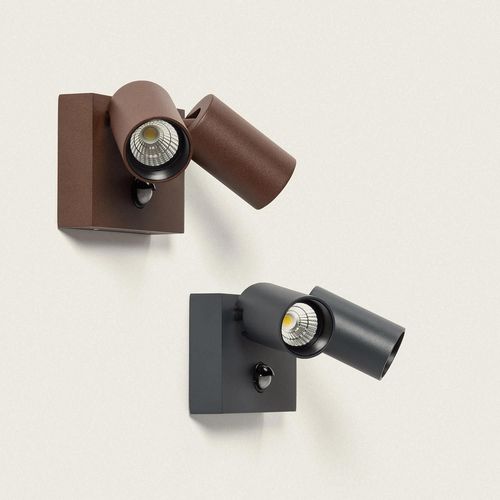 Applique Murale Extérieure Led 18w Aluminium Cct Sélectionnable Deux Spots Avec Détecteur De Mouvement Kuriya Anthracite