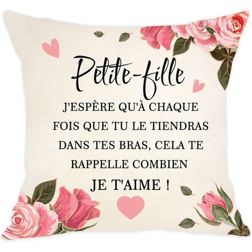 SHIBA-Housse de Coussin 'Je T'aime' pour Petite-Fille - Cadeau de Grand-Mère et Grand-Père pour Anniversaire, Fin d'Études, Noël[869