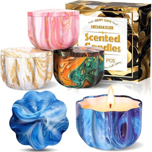 SHIBA-Bougie Parfumées, Lot de 4 Bougies Longue Durée Cadeaux pour Noël,La Saint-Valentin,D'anniversaire,Fête des Mères - Poire An[2