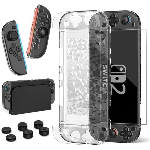 Shiba-Coque Pour Nintendo Switch 2 Dockable Coque De Protection Transparente Pour Pc Protection Housse Avec Film Trempé Et Grips P[4