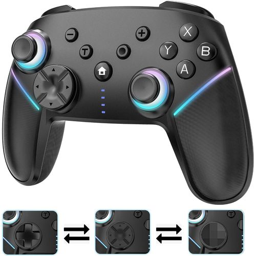 Shiba-Manette Switch Sans Fil Pour Nintendo Switch/Lite/Oled/Pc, Manette Switch Pro Avec Led Rgb 9 Couleurs,Batterie 950 Mah,Progr[1