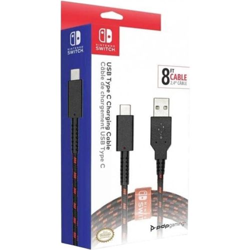 Shiba-Pdp Gaming Charge Cable | 8 Feet Usb C Charger: Noir/Rouge - Nintendo Switch[539]