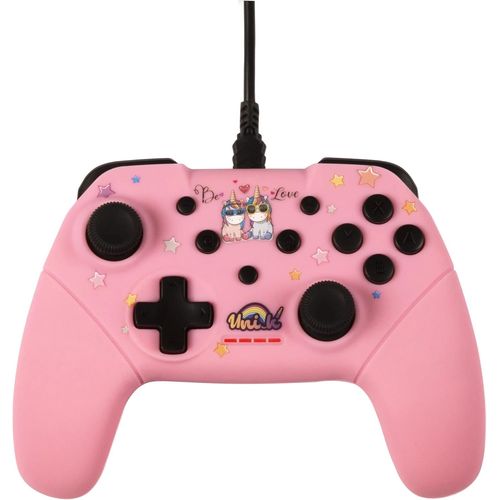Shiba-Unik Manette Filaire Pour Nintendo Switch, Switch Oled Et Pc - Câble 3 M - Motif Be Love, Licornes - Rose[42]
