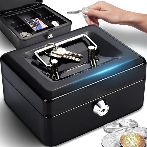Shiba-15 X 12 X 8 Cm - Caisse À Monnaie Verrouillable Avec Compartiment À Monnaie Et 2 Clés En Acier Revêtu Par Pulvérisation - Co[5