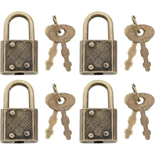 SHIBA-Be In Your Mind 16pcs Cadenas Carrés de Style Vintage avec Clés Cadenas Carrés en Alliage de Zinc Bronze Mini Cadenas Rétro [3