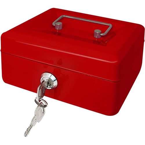 Shiba-Caisse En Acier Avec Serrure À Clé, Caisse À Monnaie En Métal Avec Compartiment À Monnaie, Boîte De Rangement Avec Couvercle[5